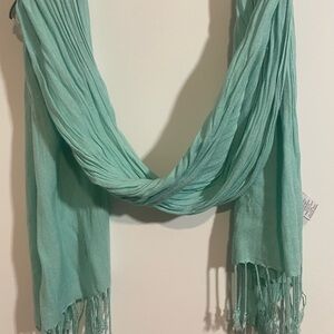 Elegant Teal Scarf with Fringe